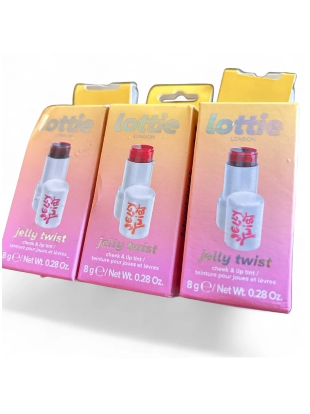 3 Lottie London Jelly Twist Cheek & Lip Tint (Berry, Pink and Coral) NEW PC